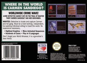 Where in the World Is Carmen Sandiego (Europe) (En,Fr,De,Es,It) box cover back